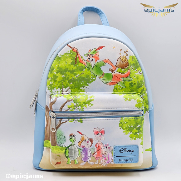 Loungefly Disney Robin Hood Flying Blue Mini Backpack New - Picture 1 of 5